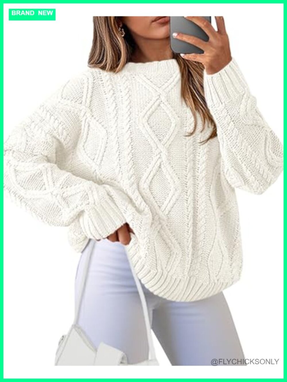 Women's Casual Long Sleeve Chunky Knit Pullover Sweater Crew Neck